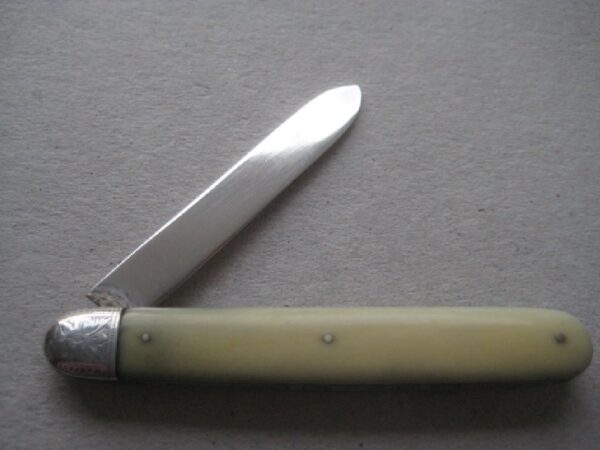 Rare Yellow Hafted Victorian Silver Bladed Folding Fruit Knife SK493 - Image 2