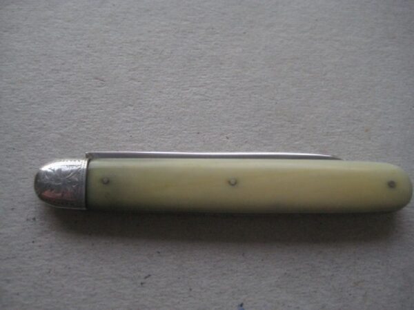 Rare Yellow Hafted Victorian Silver Bladed Folding Fruit Knife SK493 - Image 8