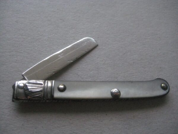 Rare George III Mother of Pearl Hafted Scimitar Silver Bladed Folding Fruit Knife SK30 - Image 2