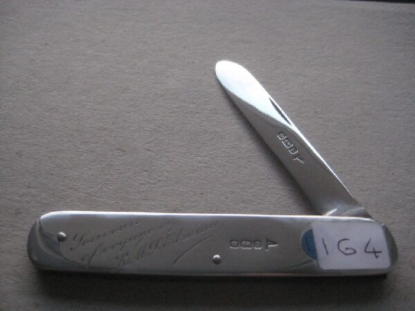 Rare George V Souvenir of Voyage R.M.J. Elmina Engraved Silver Folding Fruit Knife SK164