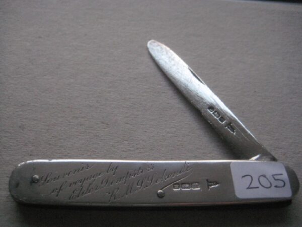 Rare Edwardian Elder Dempster R.M.J. Sekondi Engraved Silver Folding Fruit Knife SK205