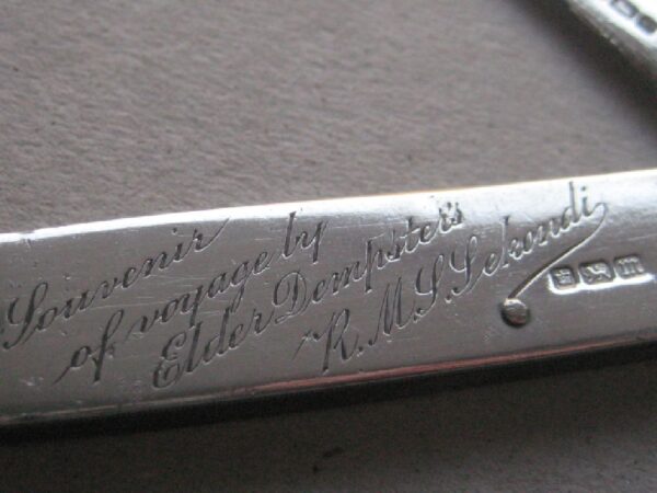 Rare Edwardian Elder Dempster R.M.J. Sekondi Engraved Silver Folding Fruit Knife SK205 - Image 3