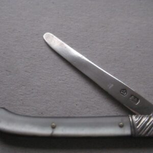 Rare George III Mother of Pearl Hafted Scimitar Silver Bladed Folding Fruit Knife SK41