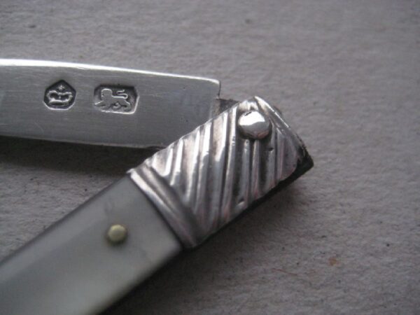 Rare George III Mother of Pearl Hafted Scimitar Silver Bladed Folding Fruit Knife SK41 - Image 4