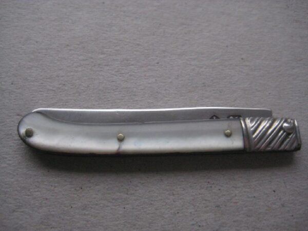 Rare George III Mother of Pearl Hafted Scimitar Silver Bladed Folding Fruit Knife SK41 - Image 6