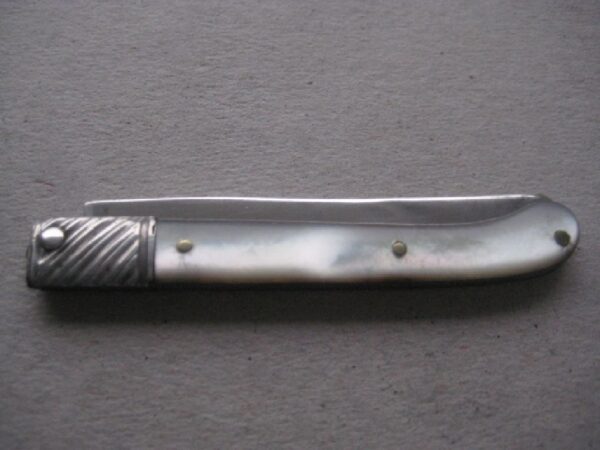 Rare George III Mother of Pearl Hafted Scimitar Silver Bladed Folding Fruit Knife SK41 - Image 7