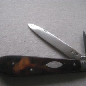 Rare George III Tortoiseshell Hafted Twin Bladed Silver Bladed Folding Fruit Knife SK85