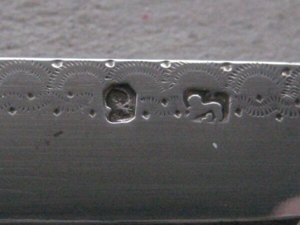 Rare George III Mother of Pearl Hafted Incuse Duty Marked Silver Bladed Folding Fruit Knife SK181 - Image 5