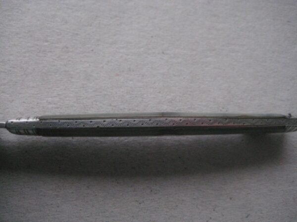 Rare George III Mother of Pearl Hafted Incuse Duty Marked Silver Bladed Folding Fruit Knife SK181 - Image 7