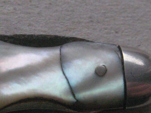 Rare Victorian English Mother of Pearl Hafted Silver and Steel Bladed Folding Fruit Knife SK380 - Image 6