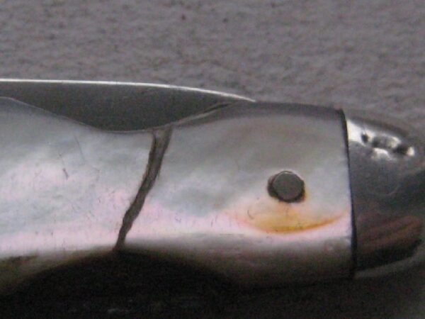 Rare Victorian English Mother of Pearl Hafted Silver and Steel Bladed Folding Fruit Knife SK380 - Image 7