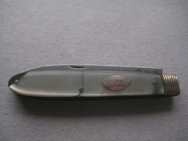 Rare George III Gold Mounted Mother of Pearl Hafted Slotting Silver Bladed Folding Fruit Knife & Fork SK22 - Image 7