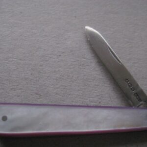 Rare George V Purple Edged Mother of Pearl Hafted Silver Bladed Folding Fruit Knife SK126