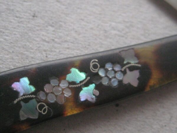 Rare Victorian Tortoiseshell Abalone Inlaid Hafted Silver Bladed Folding Fruit Knife SK421 - Image 3