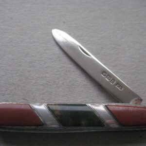 Rare Victorian Connemara Stone Hafted Silver Bladed Folding Fruit Knife S357