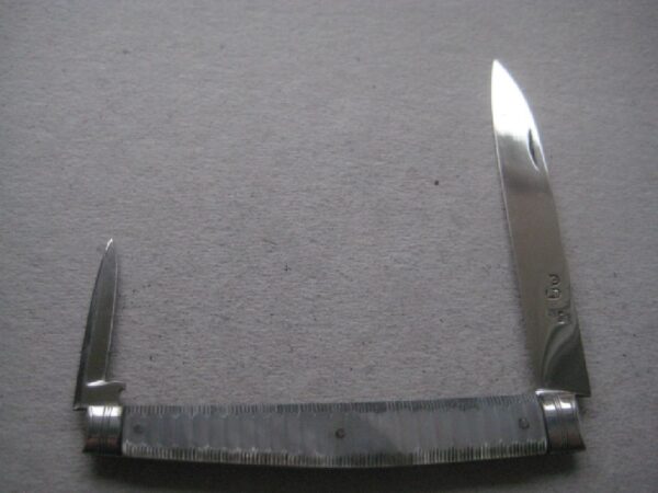 Rare George III Mother of Pearl Hafted Twin Bladed Silver Bladed Folding Fruit Knife SK21