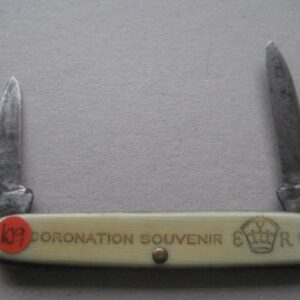 Coronation Souvenir  Bone Hafted Twin Steel Bladed Penknife SK109 BLETCH