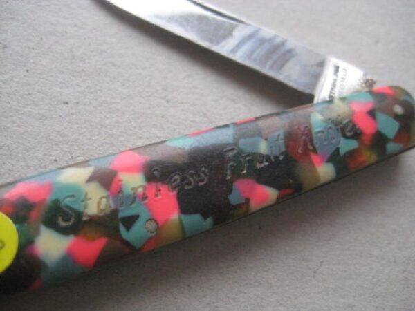 George V Colour Checked Bakerlite Plastic Hafted Stainless Fruit Knife Steel Bladed Penknife SK116 BLETCH - Image 3