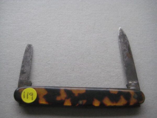 Victorian Tortoiseshell Hafted Twin Steel Bladed Penknife SK119 BLETCH