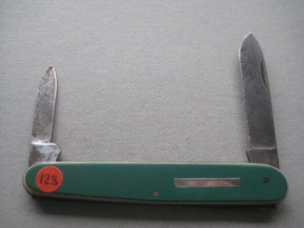 George V Green Bakerlite Plastic Hafted Twin Steel Bladed Penknife SK128 BLETCH